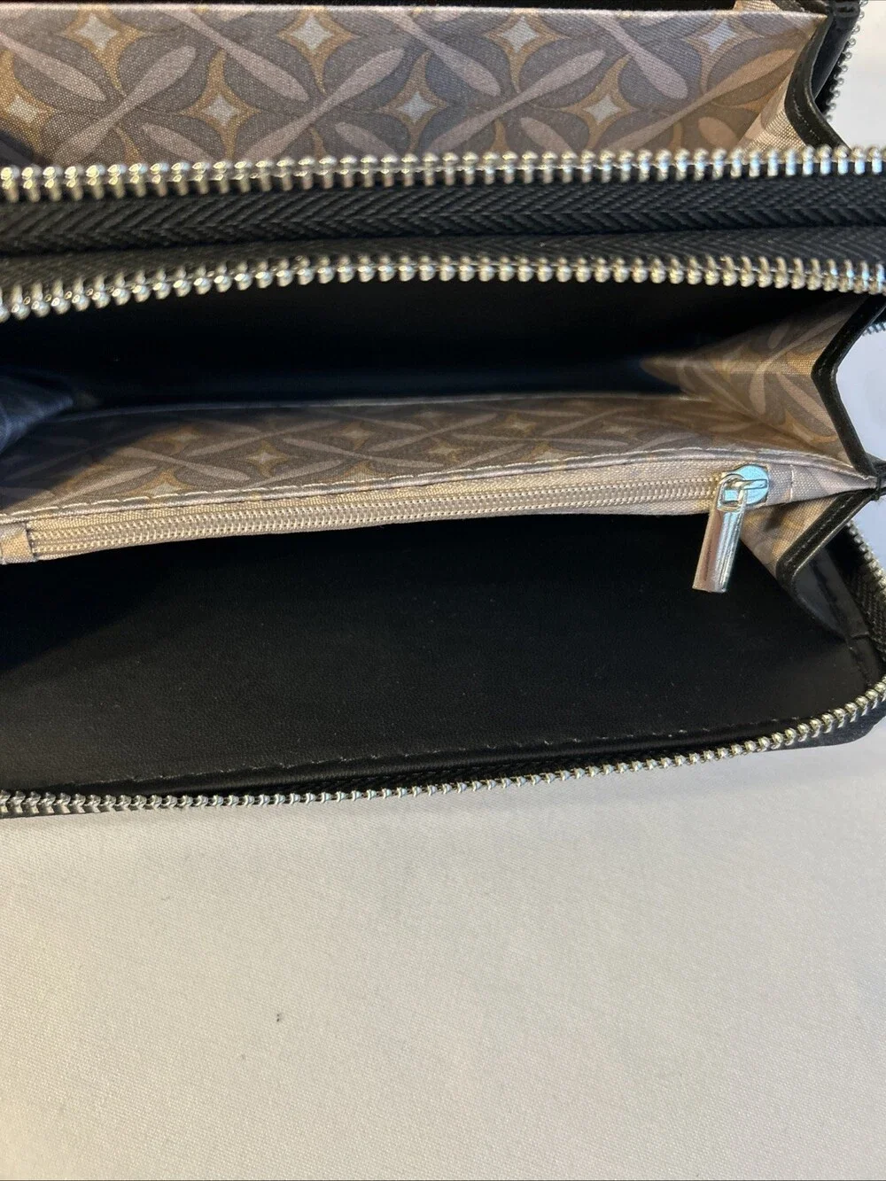 CXL By Christian Lacroix Wristlet Wallet Womens Black Ames Denim Double Zipper